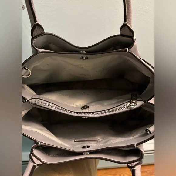 Kate Spade Large Dumpling Mountain Gray Leather Satchel Bag and cardcase. - Picture 3 of 8